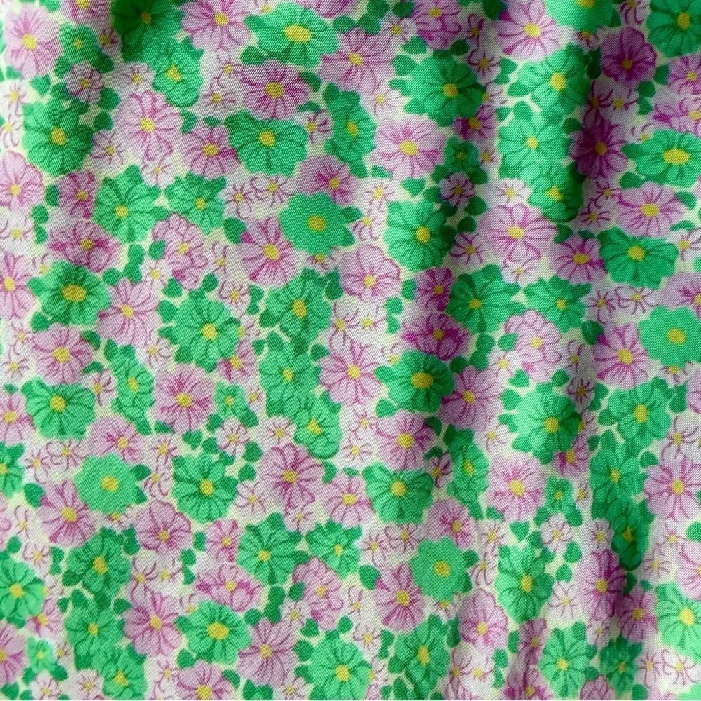 Zara Floral Mini Skirt Green Pink A-Line Cottagecore Y2K Spring Medium Short